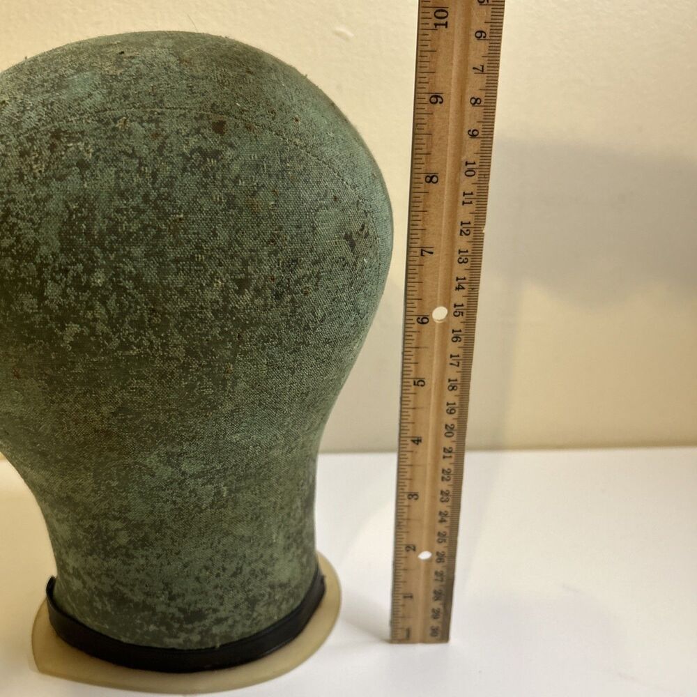 Vintage Millinery Cloth Mannequin Head Wig Hat Block Form Stand Display Green - Picture 8 of 12